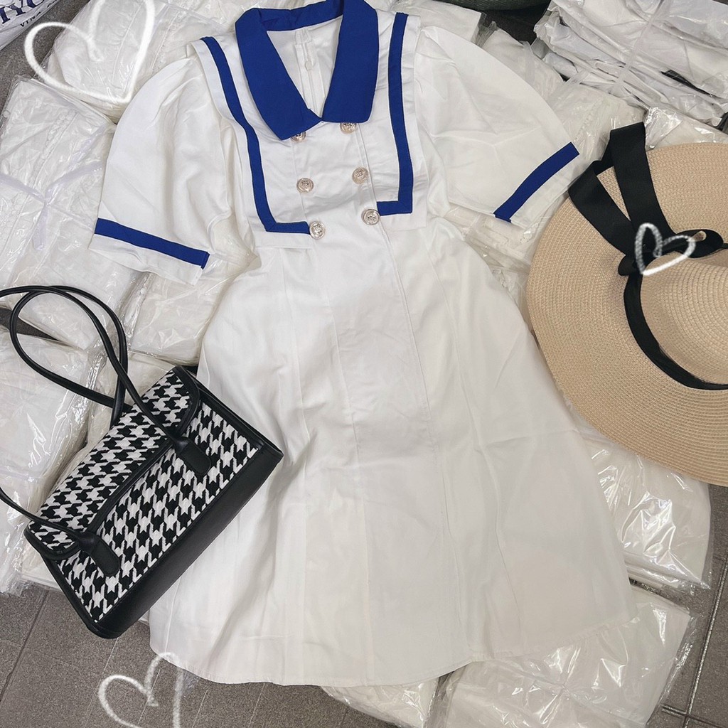 ĐẦM TRẮNG VIỀN CỔ THUỶ THỦ XANH - HÀNG CAO CẤP KÈM HÌNH THẬT - BILA HOUSE | BigBuy360 - bigbuy360.vn