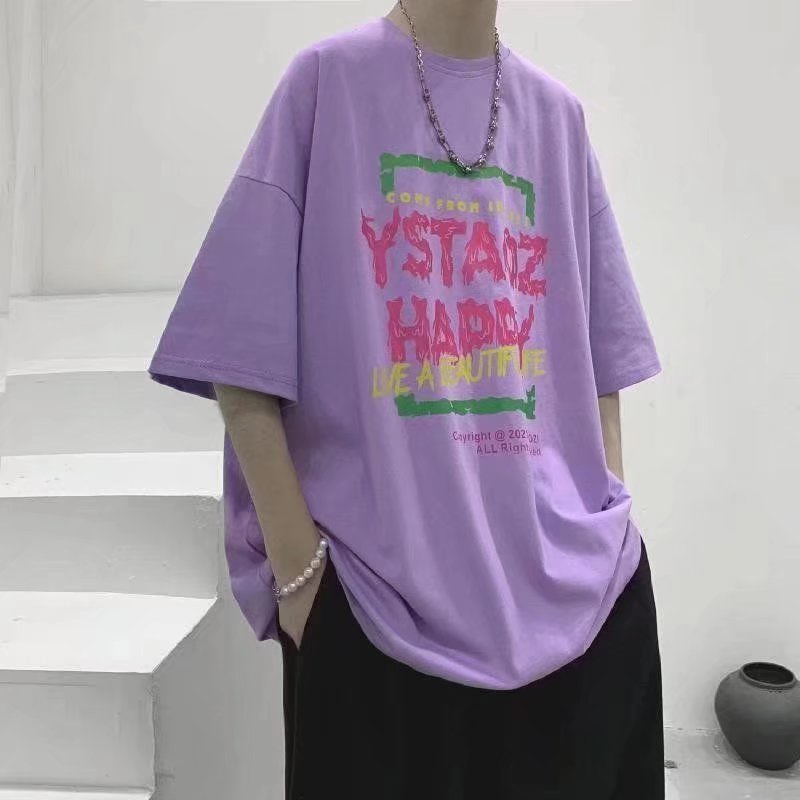 Áo Thun Dáng Rộng In Chữ Phong Cách Hip Hop Đường Phố Cho Nam Nữ Cỡ M-8XL