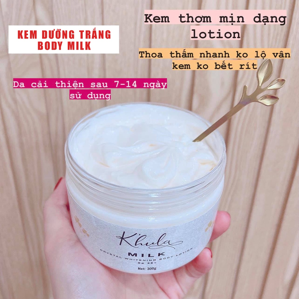 [TRẮNG BẬT TÔNG] Kem body trắng da Khula Milk không bết rít, không lộ vân, dưỡng trắng da body sau 7 ngày - ROXI Beauty