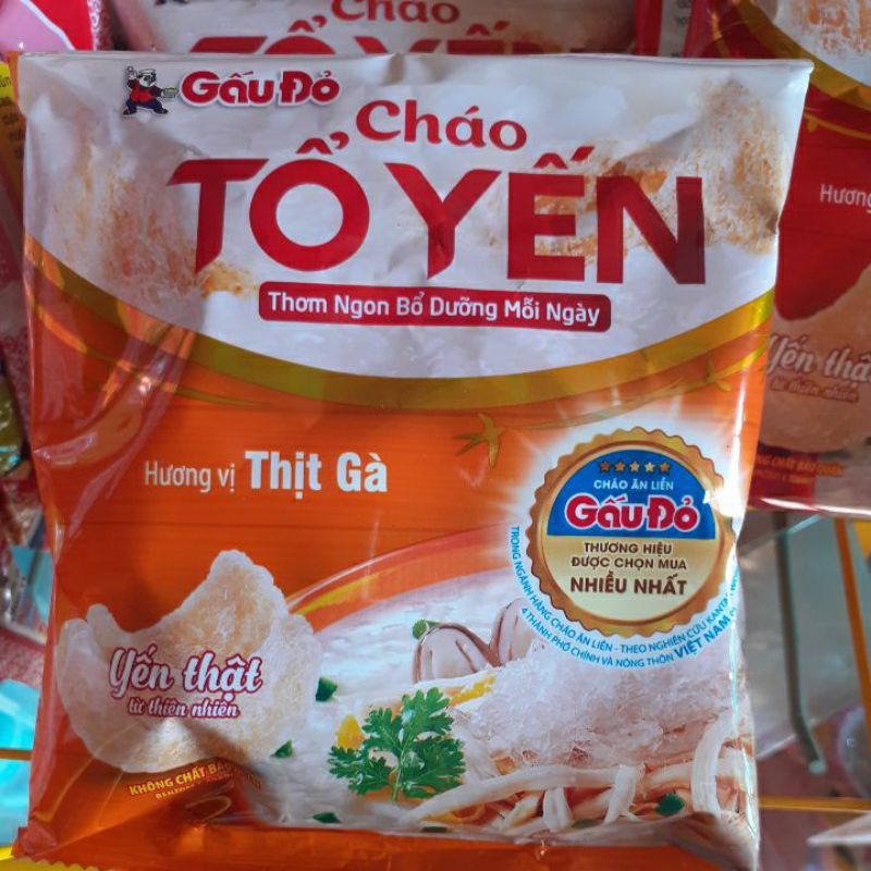 CHÁO TỔ YẾN GẤU ĐỎ gói 50g (đủ 2 loại thịt bằm, gà)