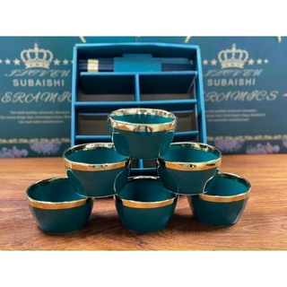 Set 6 bát sứ viền vàng kèm đũa