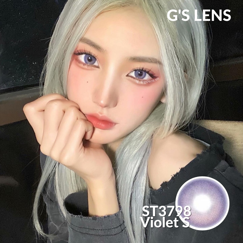 Lens Mắt Kính Áp Tròng Tím Hot Trend Douyin Tiktok Giãn Ít Size S 14.2mm Có 0 Đến 6 Độ Cận ST3798 Violet G'S LENS