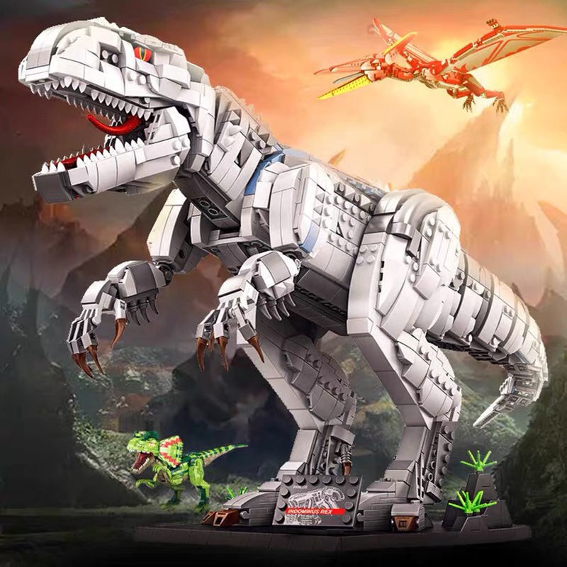 Tương thích với Lego Bộ đồ chơi xếp hình trẻ em khủng long kỷ Jura Tyrannosaurus Rex mô khối xây dựng hạt nhỏ