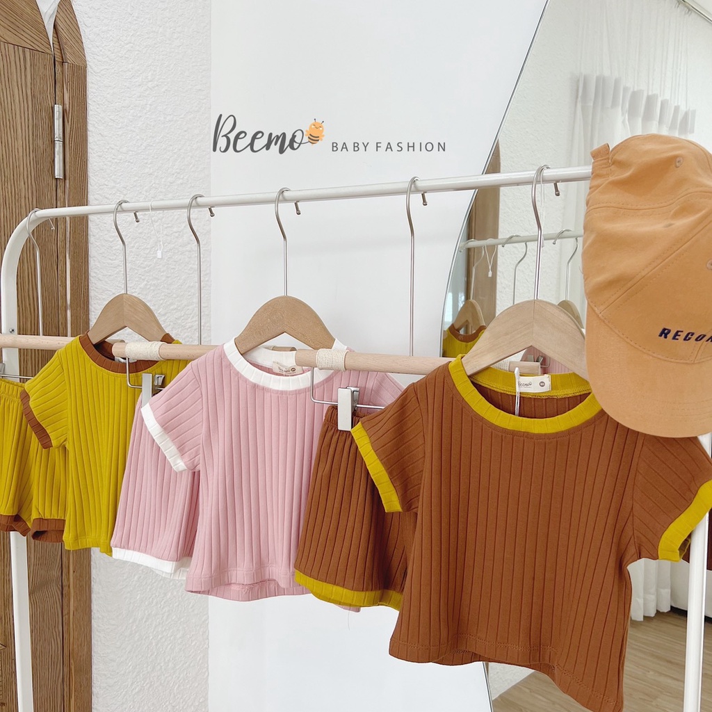 BEEMO - Bộ Cotton Thun Tăm Trơn 3 Màu Cho Bé