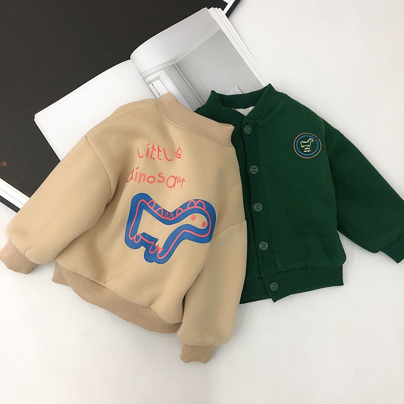 Áo Khoác Bóng Chày Bằng Lông Cừu Cỡ Nhỏ / Trung Bình Họa Tiết Hoạt Hình Thời Trang Thu Đông Cho Bé Trai