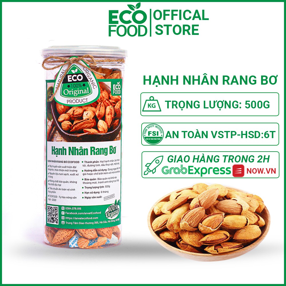 500g Hạnh nhân Rang Bơ Ecofood - Đồ ăn vặt Việt Nam - Giao hàng hỏa tốc