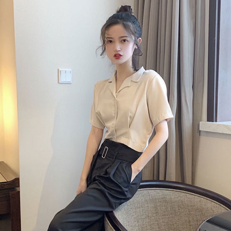 Áo sơ mi YEYA ngắn tay phong cách phương Tây dành cho nữ