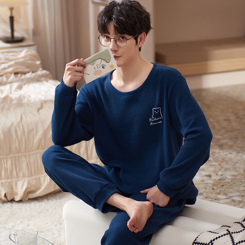 Bộ Đồ Ngủ Cotton Thiết Kế Mới Thời Trang Mùa Xuân Thu Dành Cho Nam
