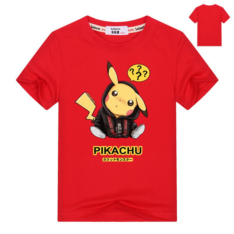Áo thun tay ngắn in hình Pikachu hoạt hình thời trang hè 2019 cho bé trai