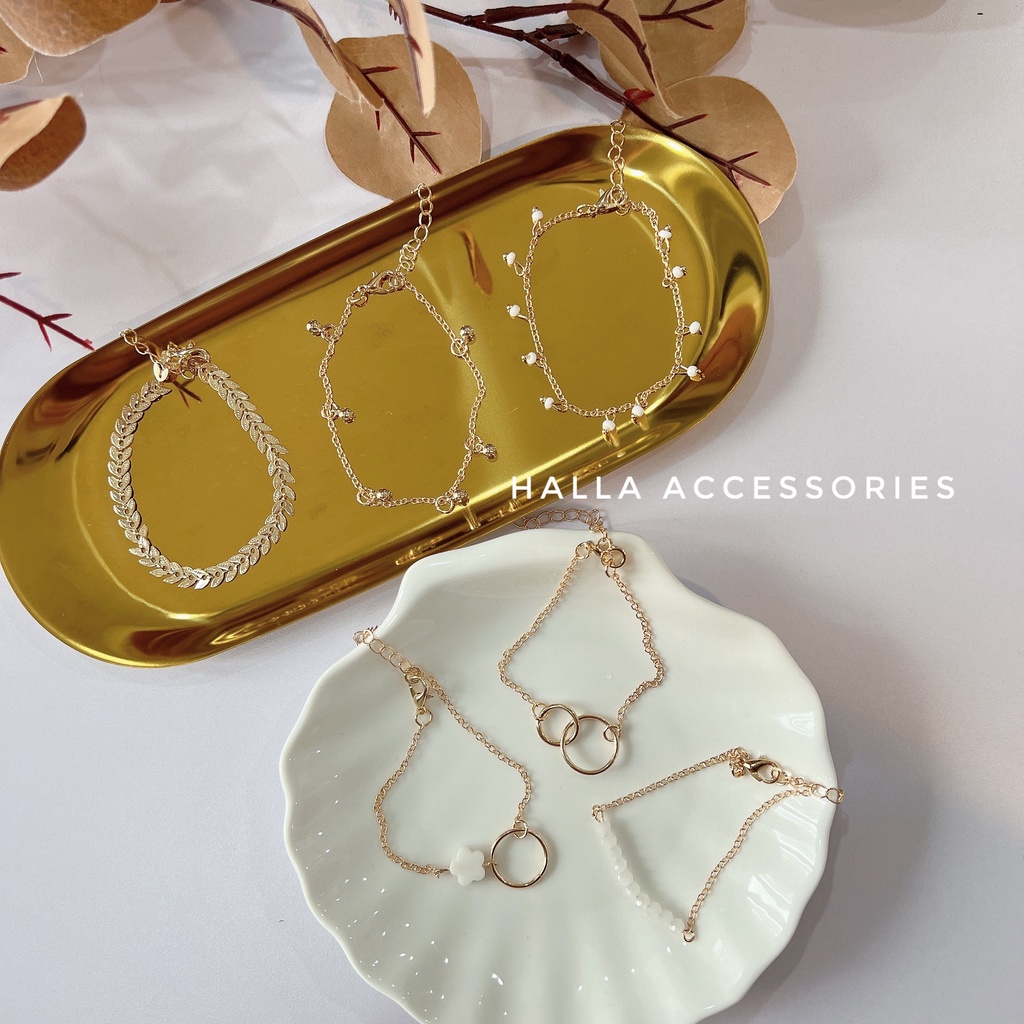 Vòng tay Lắc tay Hợp kim màu Gold 6 mẫu đa dạng phong cách HALLA VT114