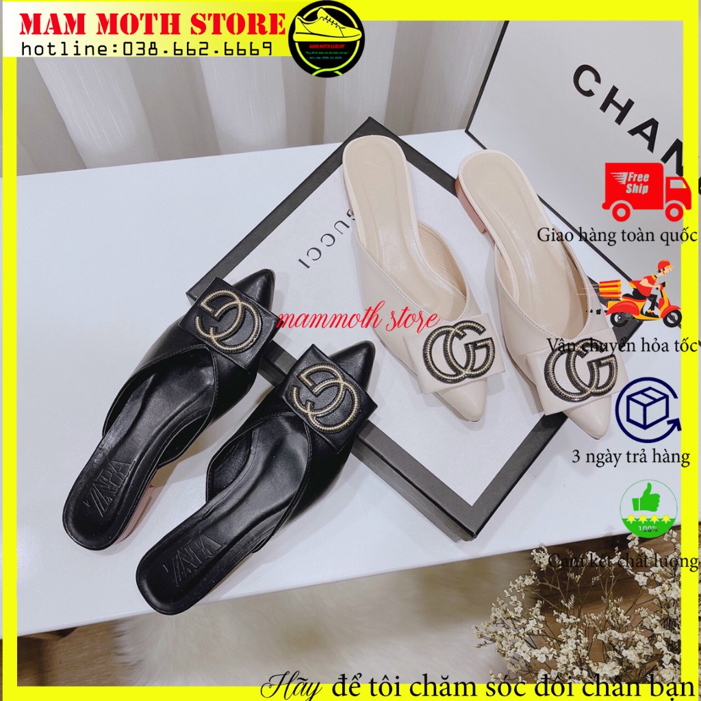 Giày cao gót,sục nữ mũi nhọn hai mẫu đủ màu đen kem full size shop MAMMOTH