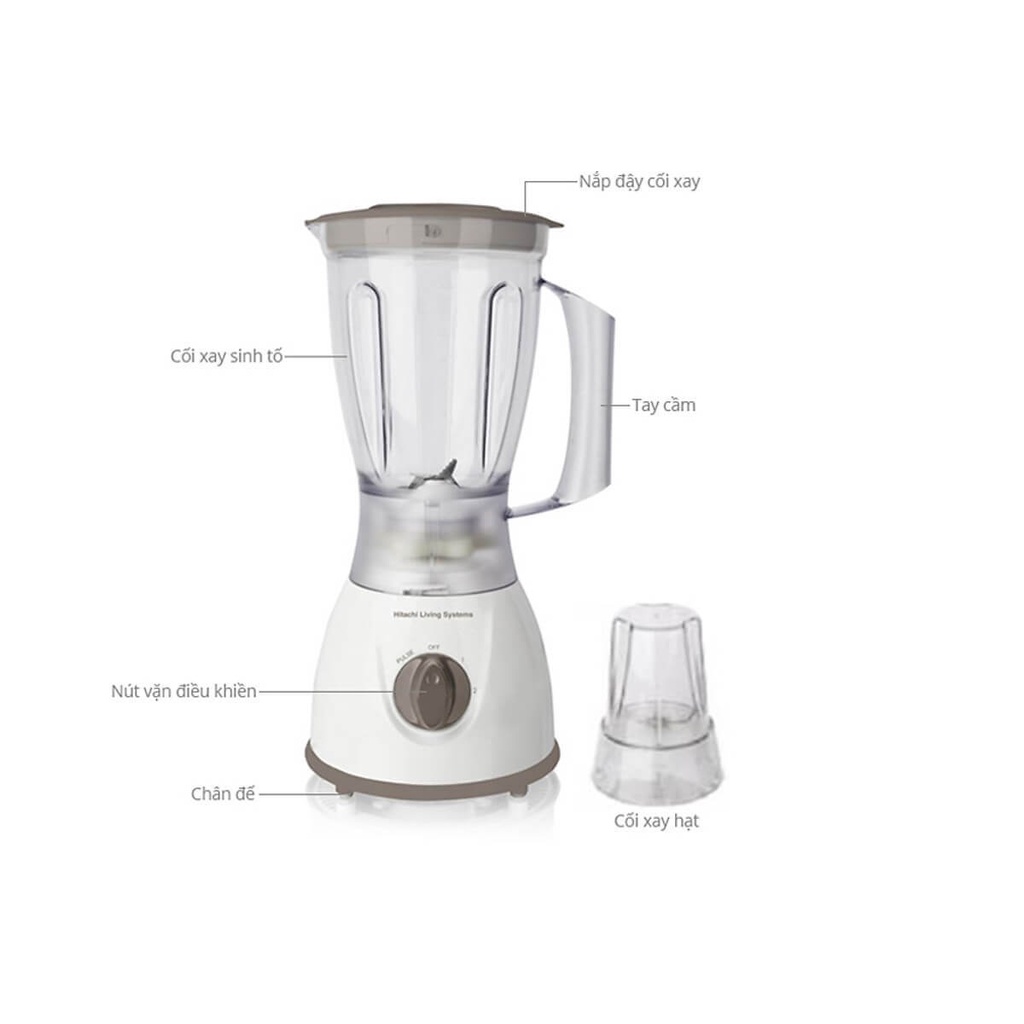 Máy Xay Sinh Tố Hitachi BL-601P  - 2 cối xay 1.5L và 0.2L - Nhựa trong suốt cao cấp - Hàng mới