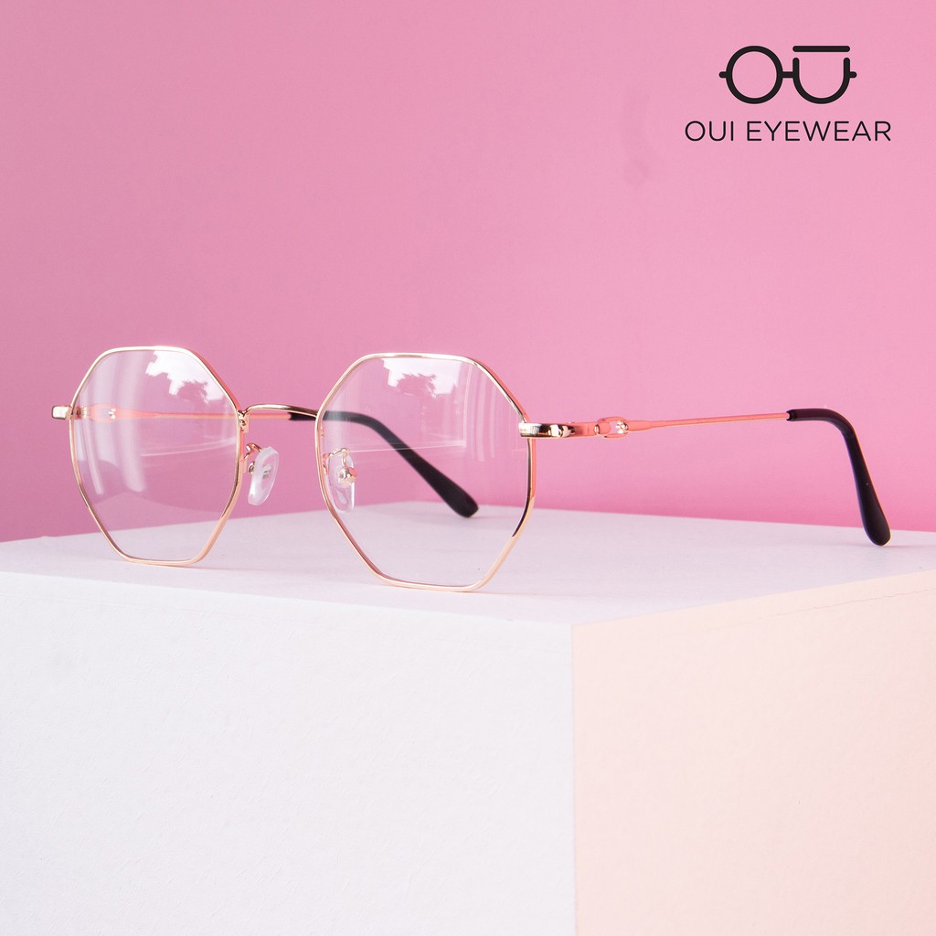 Gọng kính cận kim loại đa giác đuôi nút kim loại CK0023