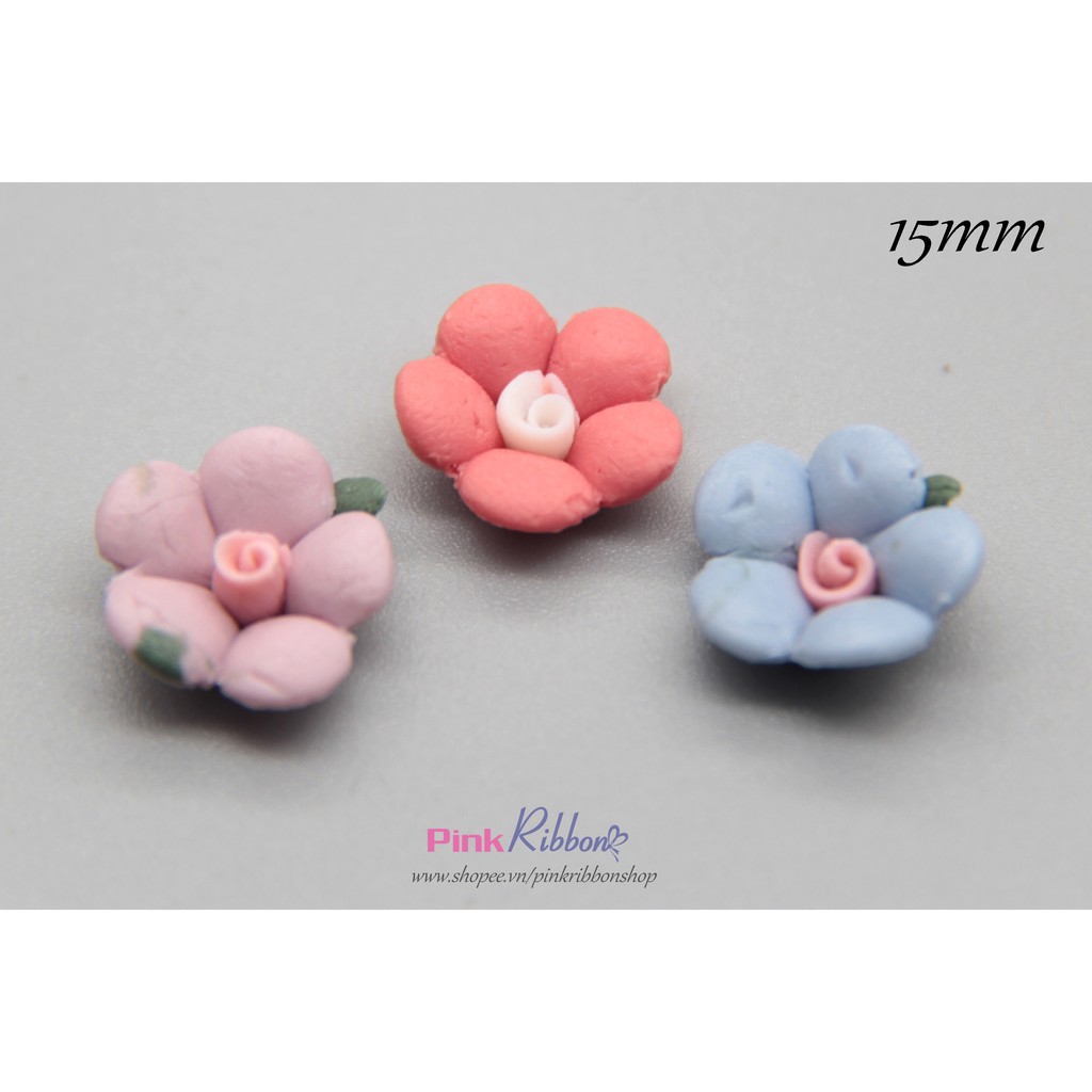 Hoa gốm nhí cỡ 15/16mm - Set 10 bông