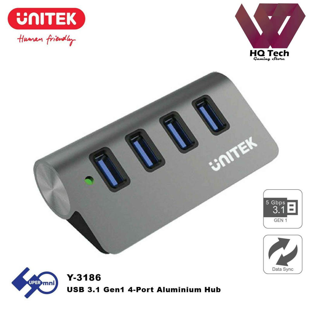 Bộ Chia USB 1 ra 4 Unitek Y3186 (Nhôm) (USB 3.0)