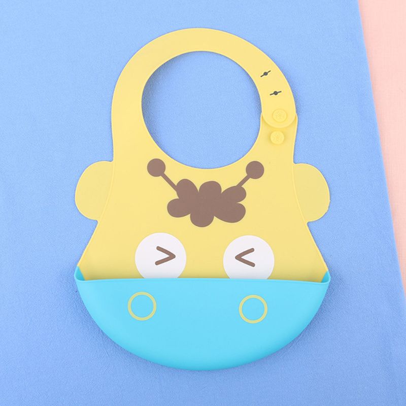 Yếm Ăn Bằng Silicon Chống Thấm Nước Họa Tiết Hoạt Hình Dễ Thương Cho Bé