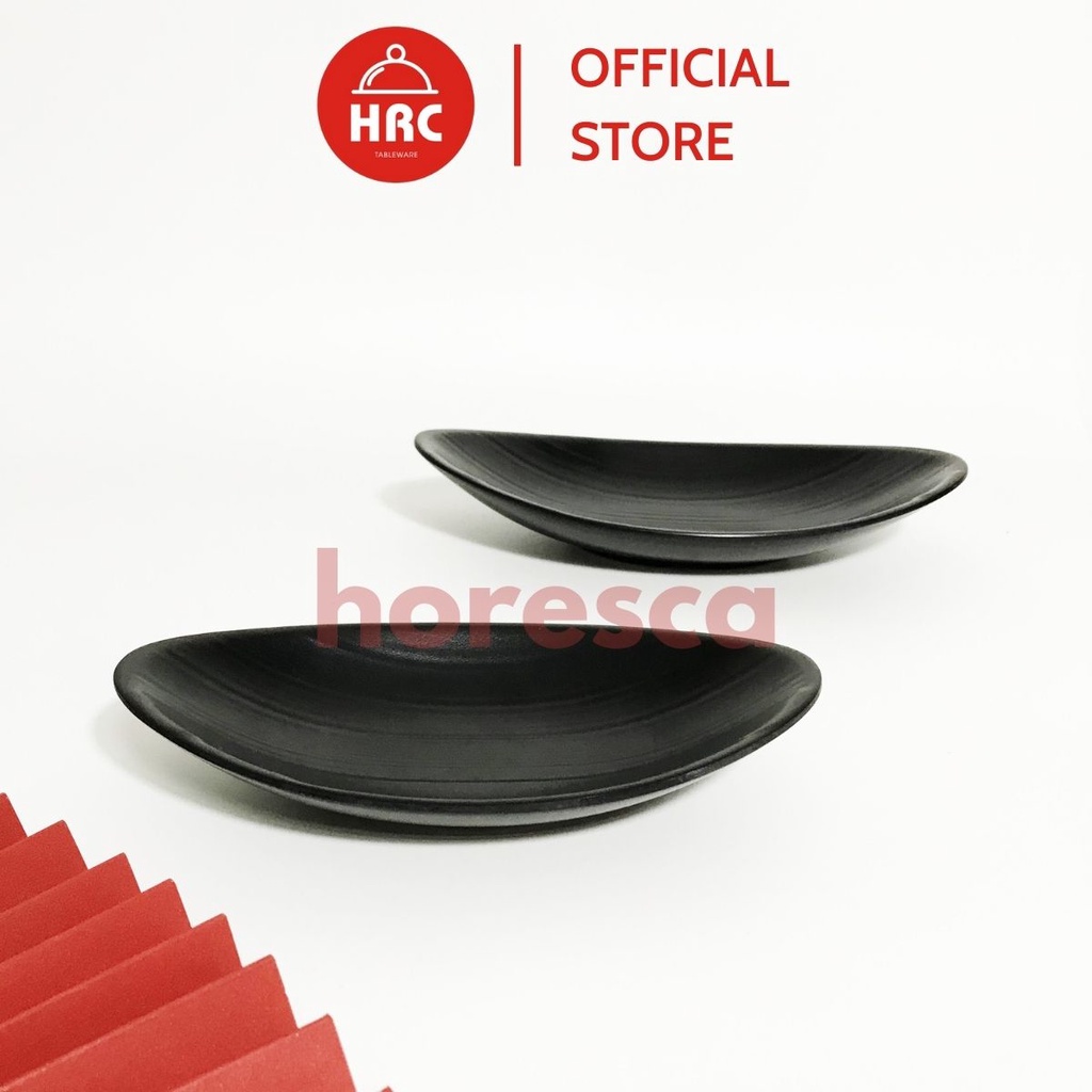 Bộ đĩa kiểu dáng độc đáo 100% melamine (GIÁ TỐT) Đĩa lòng sâu đen nhám phong cách Nhật Bản Hàn Quốc