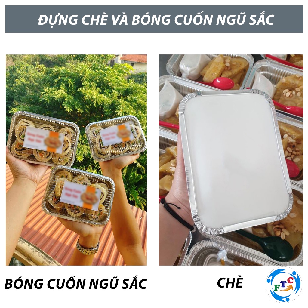 Khay nhôm FTC hộp nhôm 650ml có nắp chắc chắn hàng loại 1 MS190