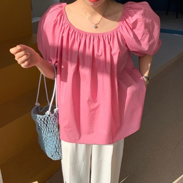 Áo Kiểu Nữ Tay Phồng Ngắn Xếp Ly Xinh Xắn Thời Trang