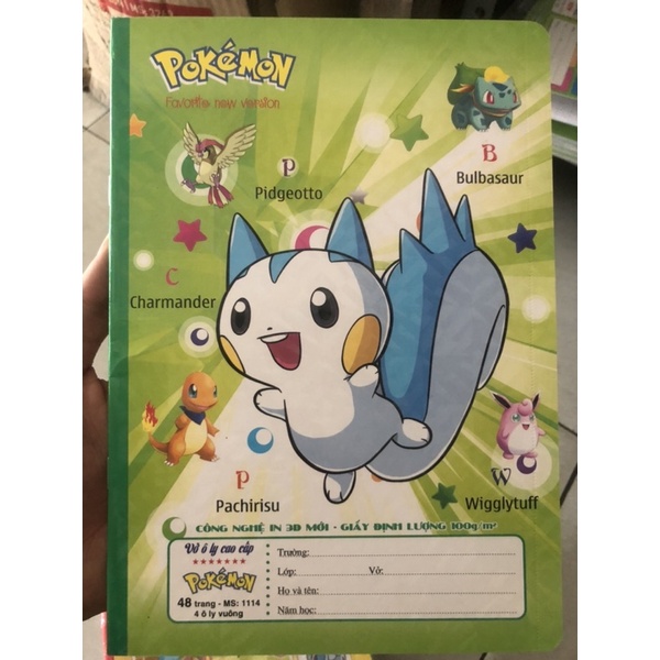 Vở ô ly cao cấp Pokemon-3D