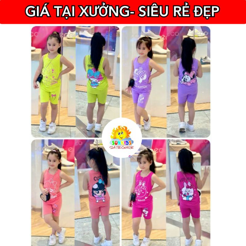 🔥TẬN GỐC🔥20kg-40kg Bộ lửng GBN98 cotton màu sát nách cho bé gái size đại 22 đến 45kg Bộ quần áo bé gái SUNKIDSQATEG