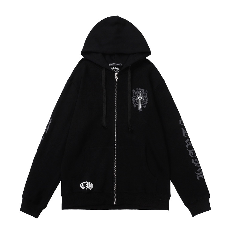 Xu Hướng Big Sword Áo Khoác Thể Thao Cotton Tay Dài Có Khóa Kéo Dáng Rộng In Hình Sanskrit Ten Thời Trang Unisex