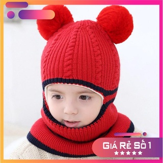 Mũ len ninja trùm kín đầu kín cổ lót nỉ ấm áp cho bé trai bé gái