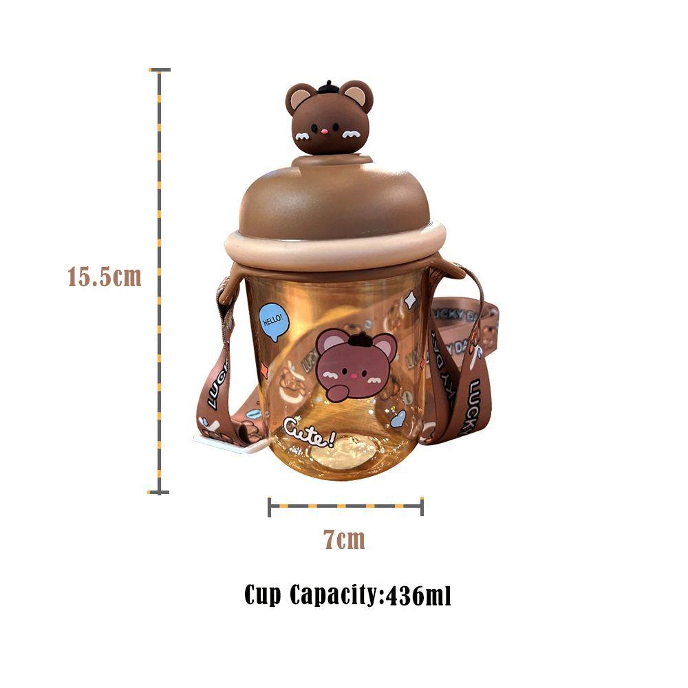 WATTLE Bình Nước Nhựa 436ml Chống Rò Rỉ In Họa Tiết Hoạt Hình Dễ Thương Cho Bé / Học Sinh