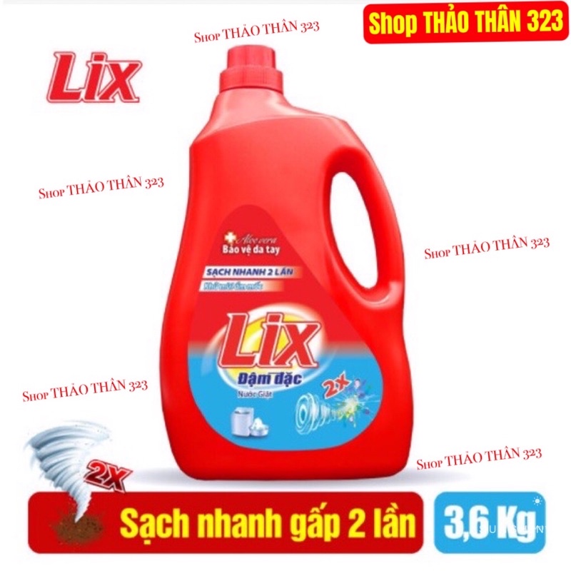 Nước Giặt Lix Đậm Đặc 3,6Kg Giặt Cửa Trên và Giặt Tay