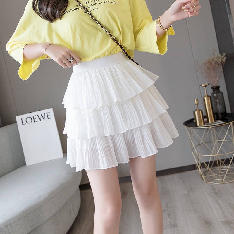 Chân váy ngắn voan 3 Tầng Xếp Ly, Chân Váy Xòe Kiểu Dáng Năng Động, Trẻ Trung, Chất Liệu Nhẹ Mát, mầu đen trắng