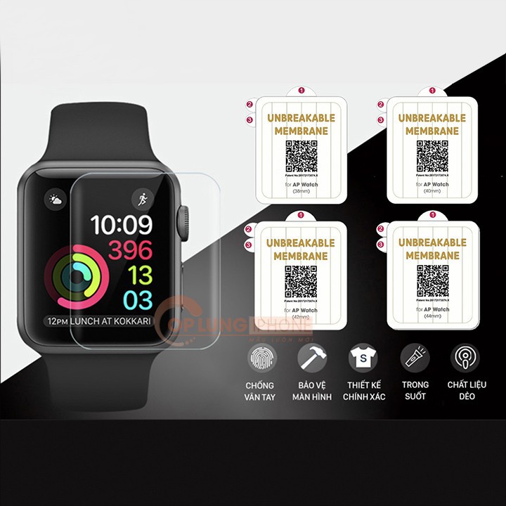 Miếng dán dẻo skin PPF tự phục hồi trầy xước cho Apple Watch size 38 40 42 44mm