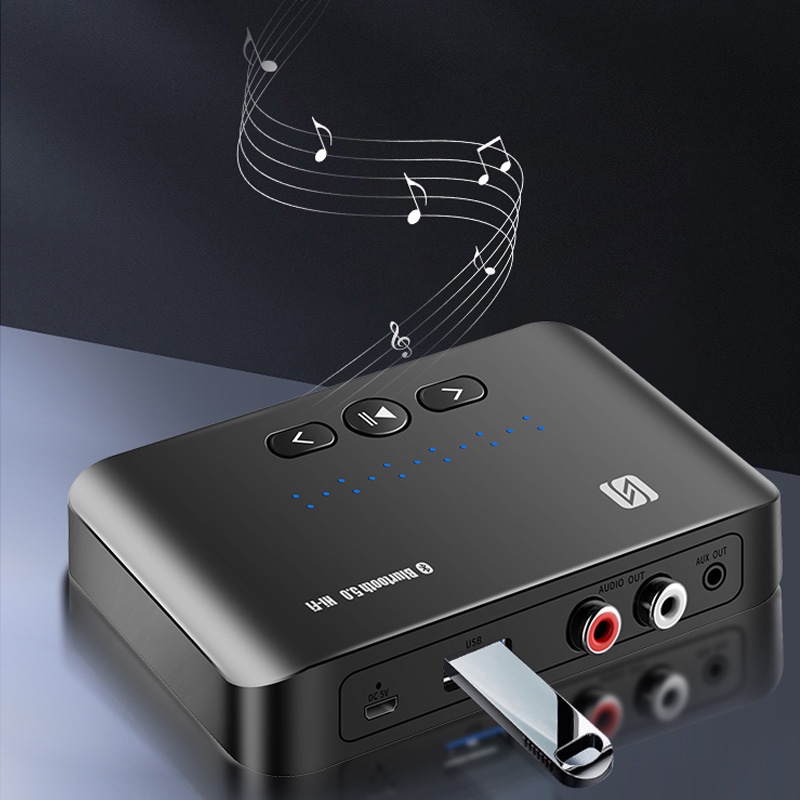 Thiết Bị Nhận Tín Hiệu Âm Thanh Không Dây 3.5mm 2RCA AUX Bluetooth 5.0 NFC Cho Loa HIFI / Xe Hơi Kèm Điều Khiển Từ Xa