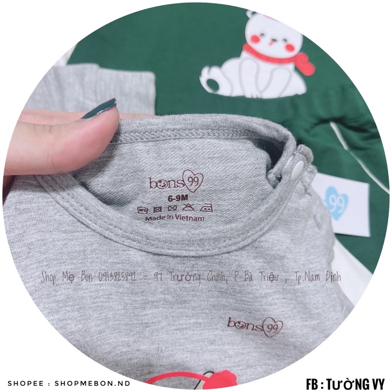 Bộ nỉ Bons dài tay Noel Baby Kings cho bé trai bé gái