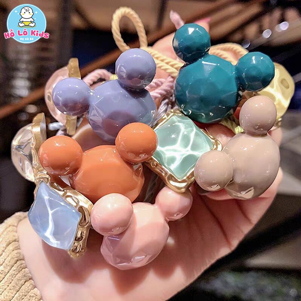Dây cột tóc tai gấu đính đá ngộ nghĩnh đáng yêu nhiều màu sắc Hồ Lô Kids