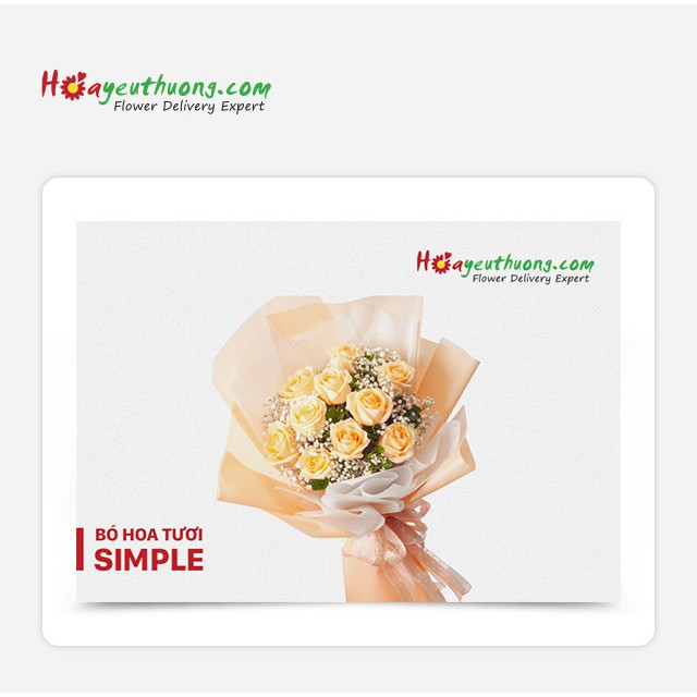 HN, HCM [Evoucher] Phiếu quà tặng Bó Hoa Tươi - Simple tại thương hiệu Hoa Yêu Thương