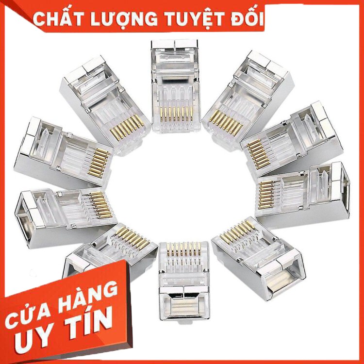 Hộp 10 chiếc Hạt bấm mạng Cat 6 RJ45 Bọc Nhôm Ugreen 020333 - Hàng Chính Hãng