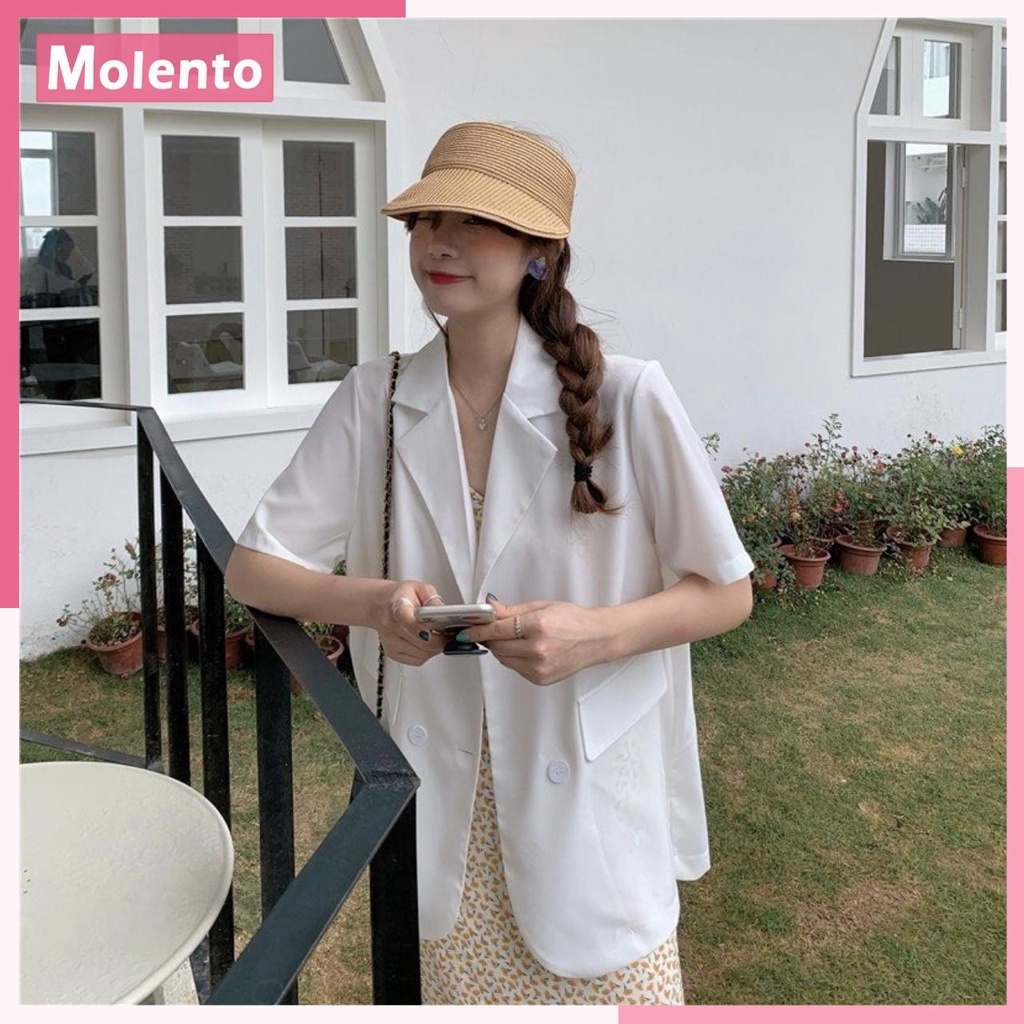 Áo Blazer Nữ Tay Ngắn MOLENTO Áo Vest Nữ Blazer Hàn Quốc Cao Cấp Chất Vải Dầy Dặn Đứng Dáng Không Xù Bai Nhão - M115