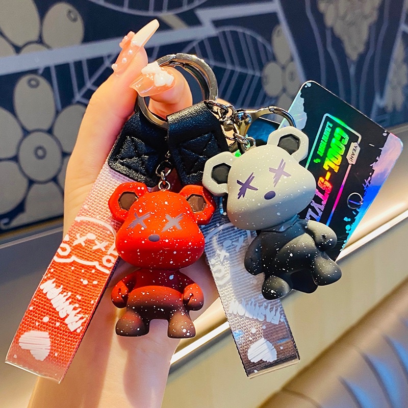 Móc khoá Gradient Bear Doll,Móc khoá mô tô xe hơi cao cấp,gấu lấp lánh hót trend titok phụ kiện túi xách