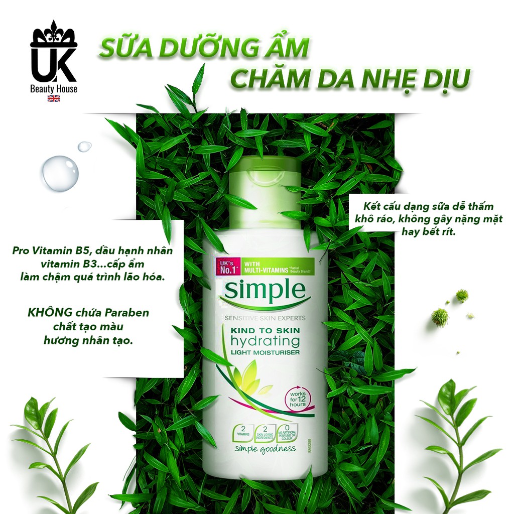 Combo dưỡng da trọn gói dịu nhẹ Simple (Tẩy trang + Sữa rửa mặt + Toner + Sữa dưỡng)