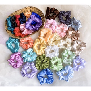 Cột tóc scrunchies phi bóng, buộc tóc scrunchies lụa satin nhiều màu