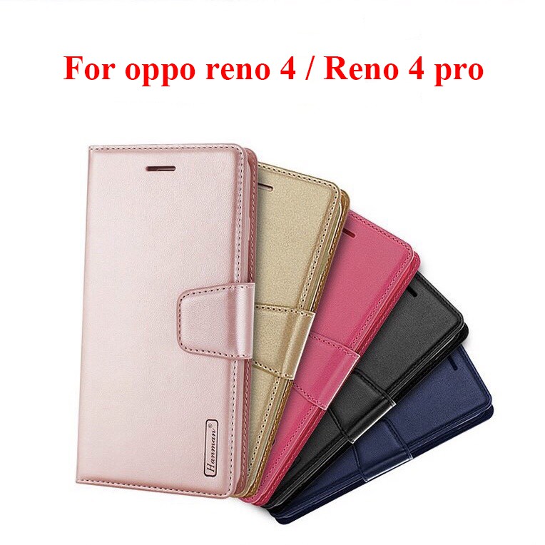 Bao da Oppo reno 4 / Reno 4 pro dạng ví hiệu hanman, kiểu sáng sang trọng tiện lợi