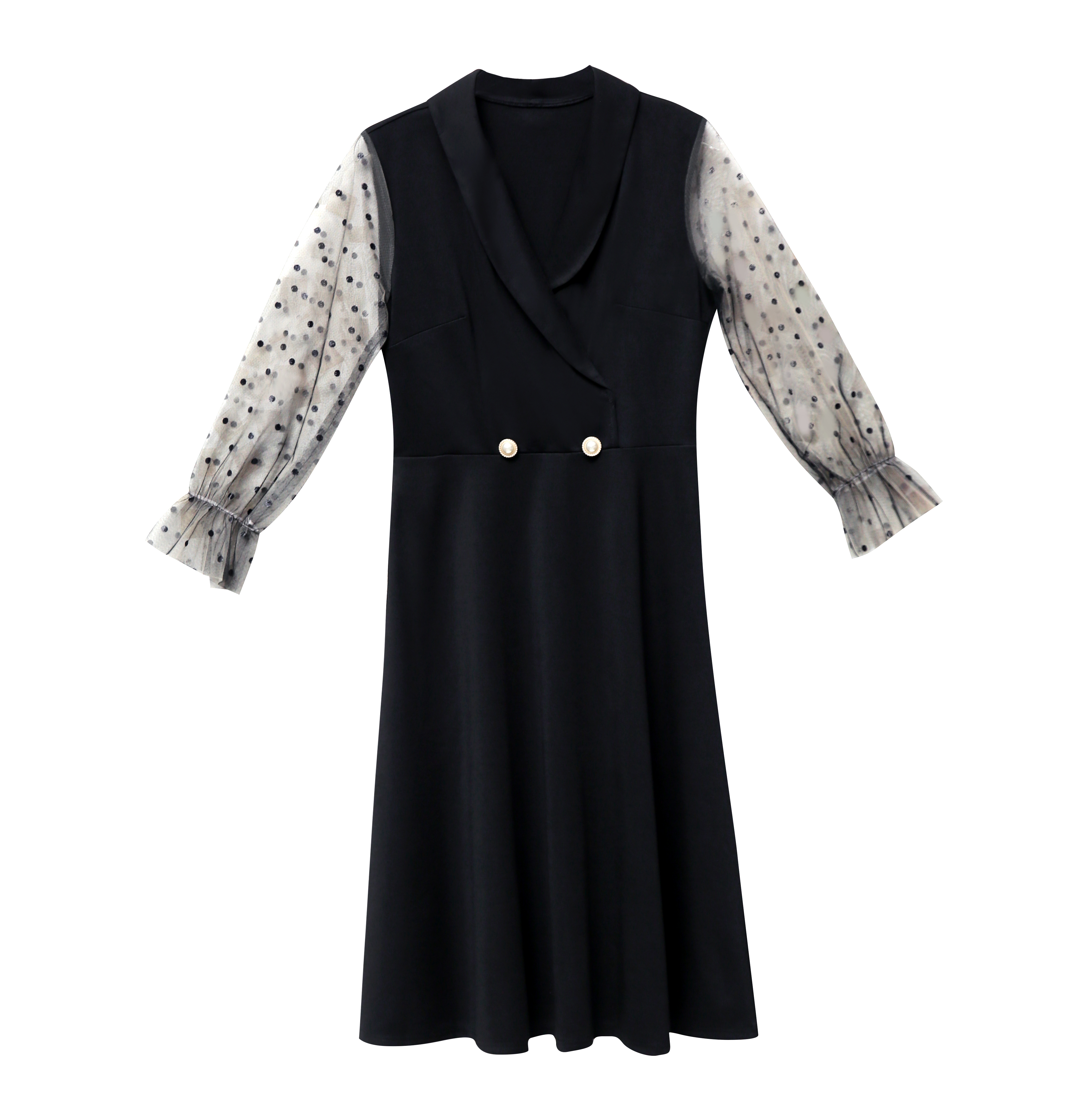 L-5XL Plus Size Women Korean Fashion Dress Casual Loose Long Sleeve Mesh Patchwork Party Midi Dresses | BigBuy360 - bigbuy360.vn