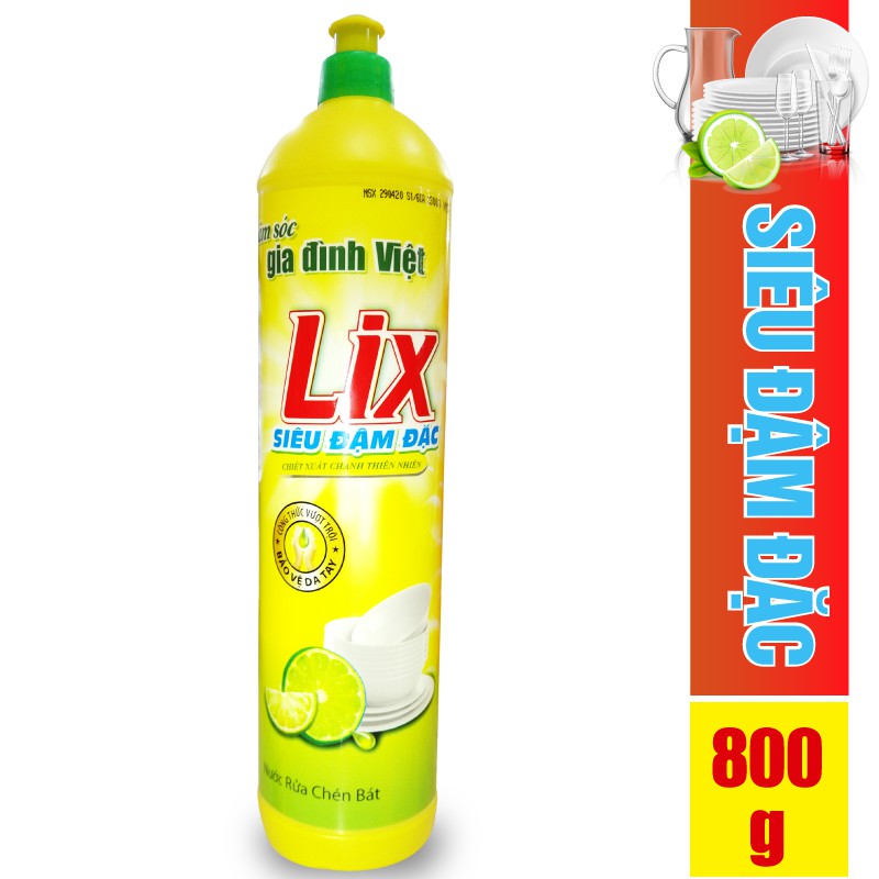 Nước Rửa Chén LIX 800ml Siêu Đậm Đặc Hương Chanh - N801