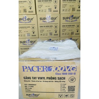 Găng tay phòng sạch vinyl PACER 100 VG loại 12" (thùng)