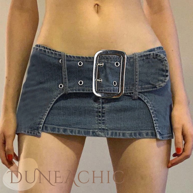 DUNEA Chân váy denim phối nút thời trang đường phố cá tính cho nữ