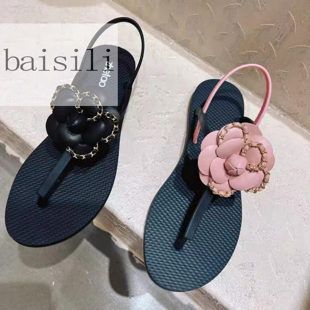SANDAL BỆT BAISILI - GIÀY NỮ ĐẾ BẰNG QUAI KẸP ĐÍNH BÔNG PHONG CÁCH THỜI TRANG HIỆN ĐẠI BS230514