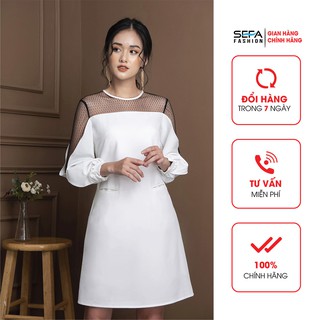 Đầm xuông tay đan chéo phối ren chuông SEFA