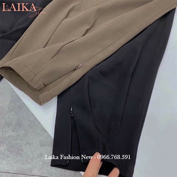 Quần tây lưng chun thun nữ đi học làm công sở bo gấu ống khóa kéo cá tính dáng quần vải baggy cạp chun cao công sở dài