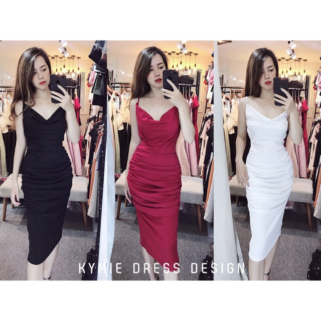 Váy 2 dây cổ đổ V025 KYMIE