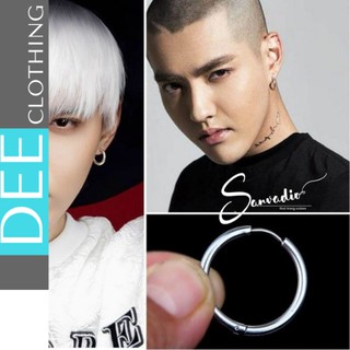 [1 CHIẾC] Khuyên tai tròn Titan G-Dragon cực chất khuyên tai trơn 2 màu đen - bạc